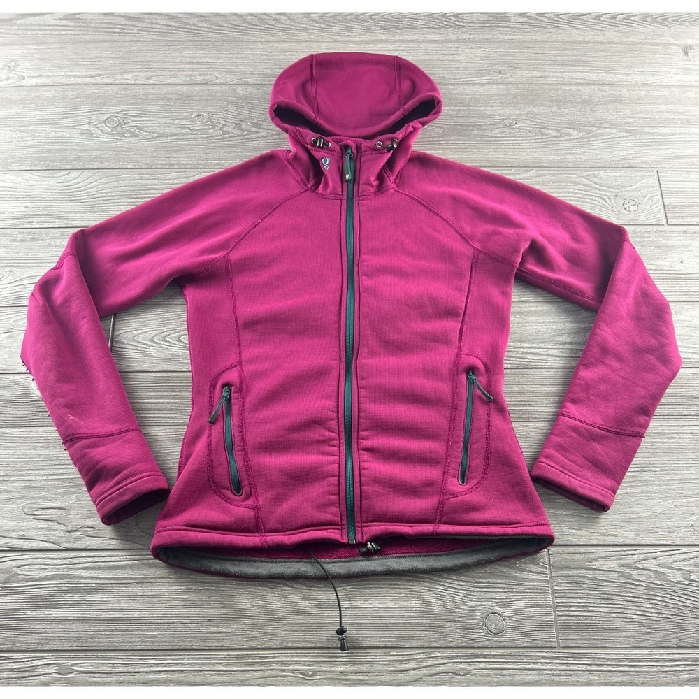 Stoic Womens Small Pink Hooded Soft Shell Fleece Jacket Full Zip Outdoor